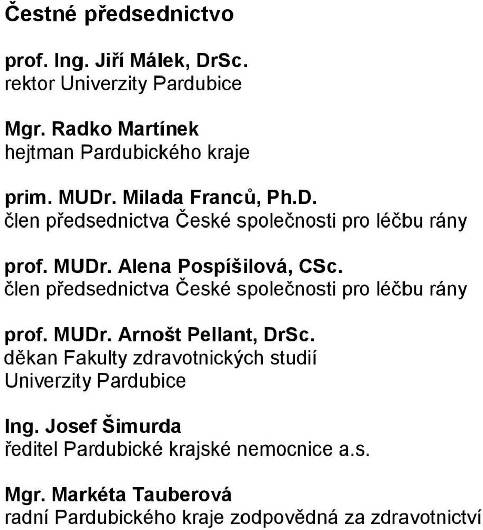 člen předsednictva České společnosti pro léčbu rány prof. MUDr. Arnošt Pellant, DrSc.