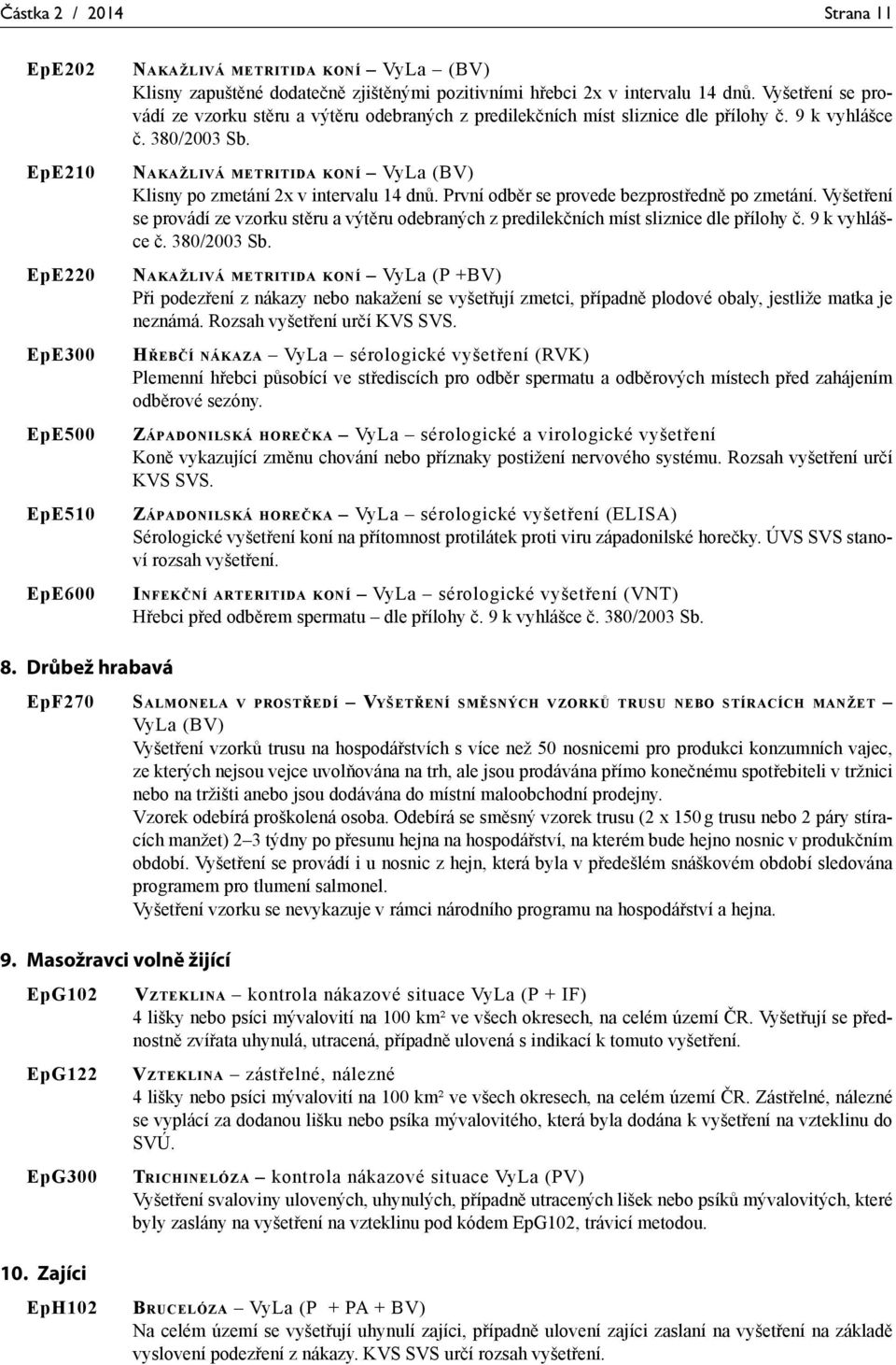 NAKAŽLIVÁ METRITIDA KONÍ VyLa (BV) Klisny po zmetání 2x v intervalu 14 dnů. První odběr se provede bezprostředně po zmetání.