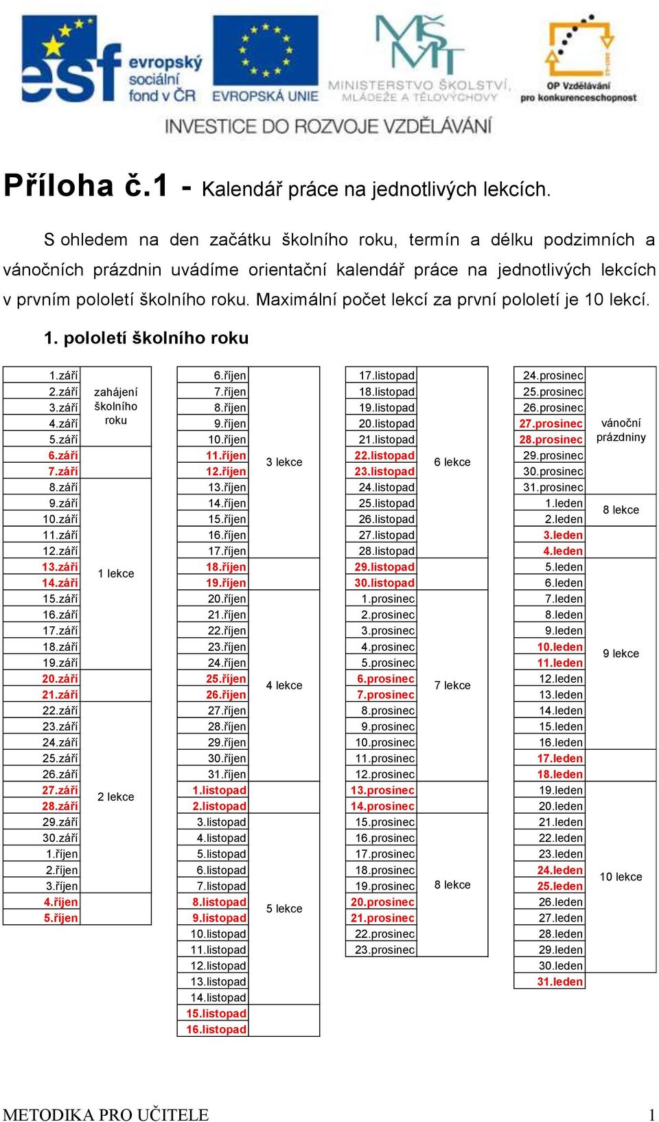 Maximální počt lkcí za první pololtí j lkcí.. pololtí školního roku.září.říjn.listopad.prosinc.září zahájní.říjn.listopad.prosinc.září školního.říjn.listopad.prosinc.září roku.říjn 0.listopad.prosinc.září.říjn.listopad.prosinc.září.říjn.listopad.prosinc lkc lkc.