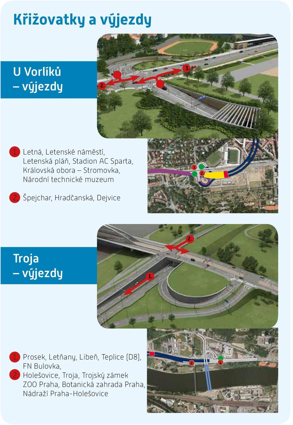 Národní technické muzeum 1. 2. 2. Špejchar, Hradčanská, Dejvice 2. Troja výjezdy 1. 1. Prosek, Letňany, Libeň, Teplice (D8), FN Bulovka, 2.