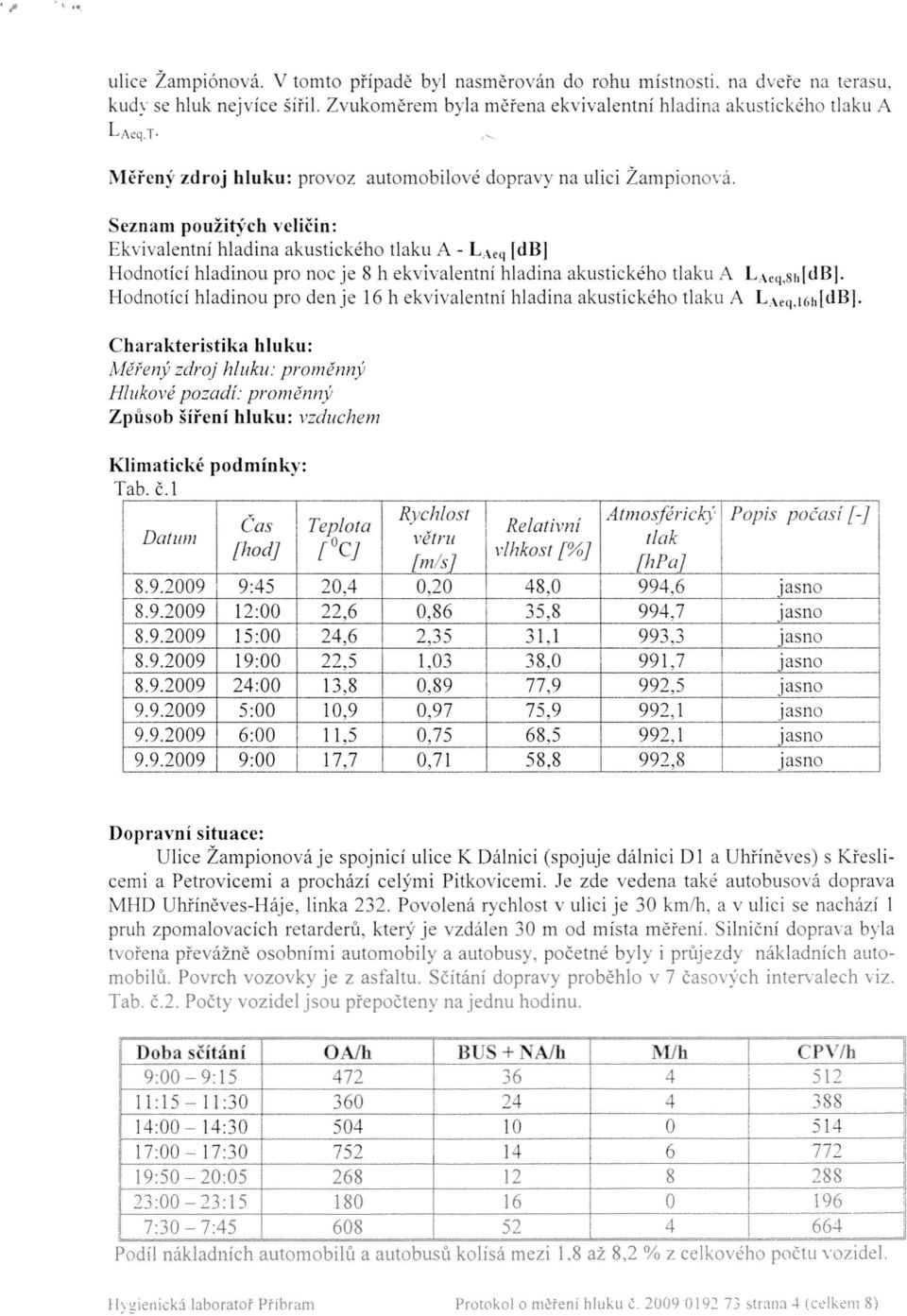 :' Seznam použitj'ch veličin: Ekvivalentní hladina akustického tlaku A - L.-\cq [dbj Hodnotící hladinou pro noc je 8 h ekvivalentní hladina akustického tlaku A L.-\cq,8h[dBj.