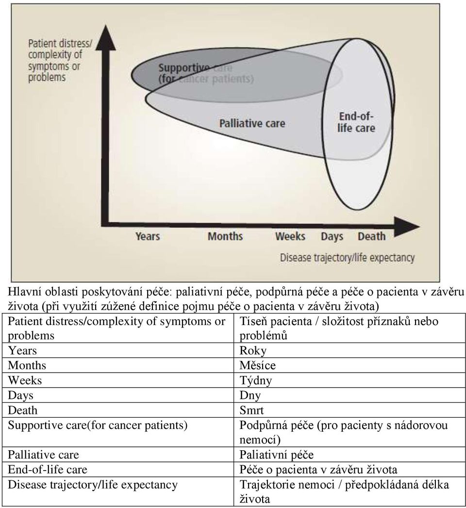 Months Měsíce Weeks Týdny Days Dny Death Smrt Supportive care(for cancer patients) Podpůrná péče (pro pacienty s nádorovou nemocí) Palliative