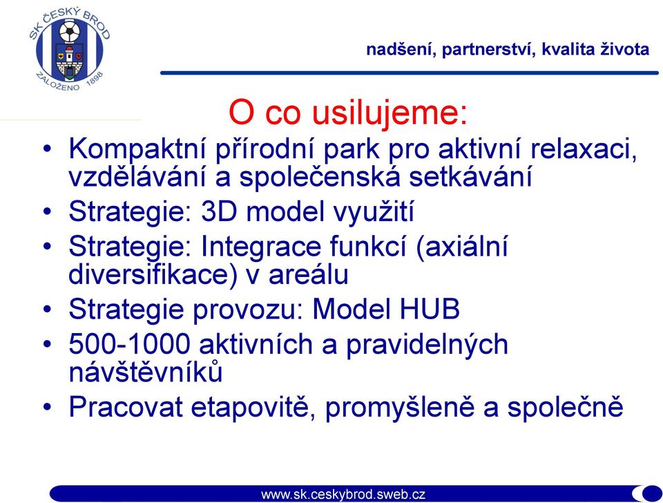 funkcí (axiální diversifikace) v areálu Strategie provozu: Model HUB