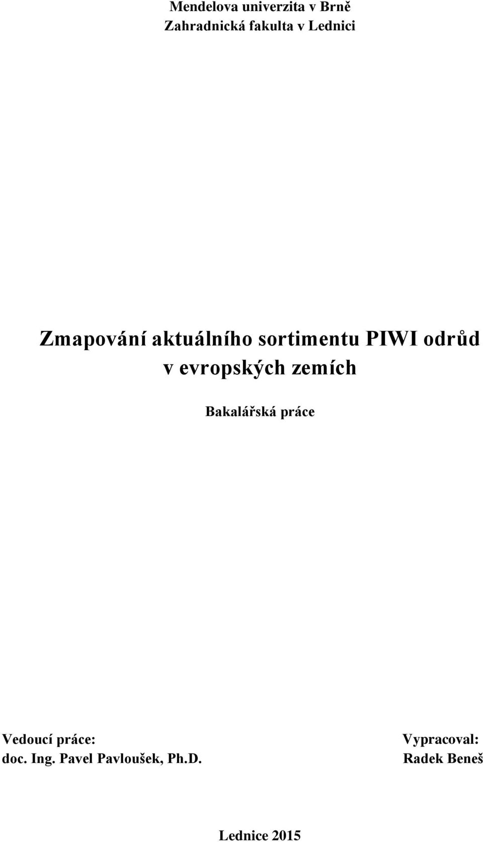 evropských zemích Bakalářská práce Vedoucí práce: doc.