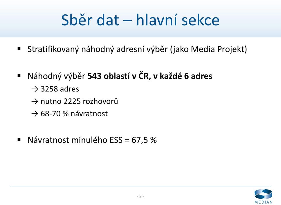 ČR, v každé 6 adres 3258 adres nutno 2225 rozhovorů