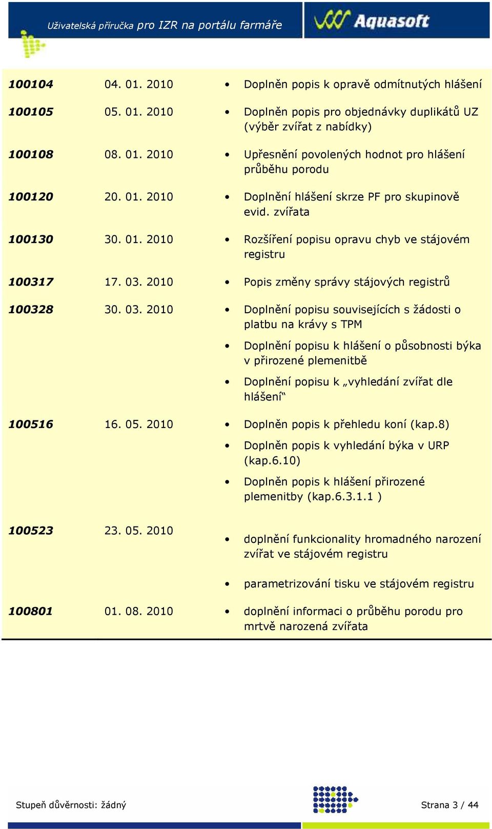 2010 Popis změny správy stájových registrů 100328 30. 03.