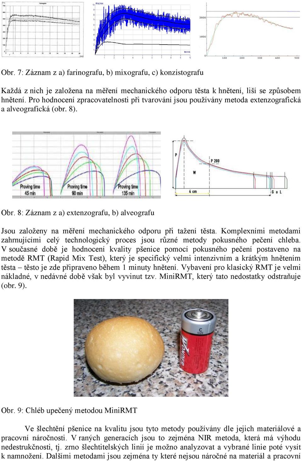 8: Záznam z a) extenzografu, b) alveografu Jsou založeny na měření mechanického odporu při tažení těsta.