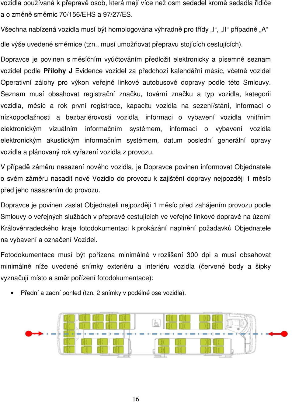 Dopravce je povinen s měsíčním vyúčtováním předložit elektronicky a písemně seznam vozidel podle Přílohy J Evidence vozidel za předchozí kalendářní měsíc, včetně vozidel Operativní zálohy pro výkon