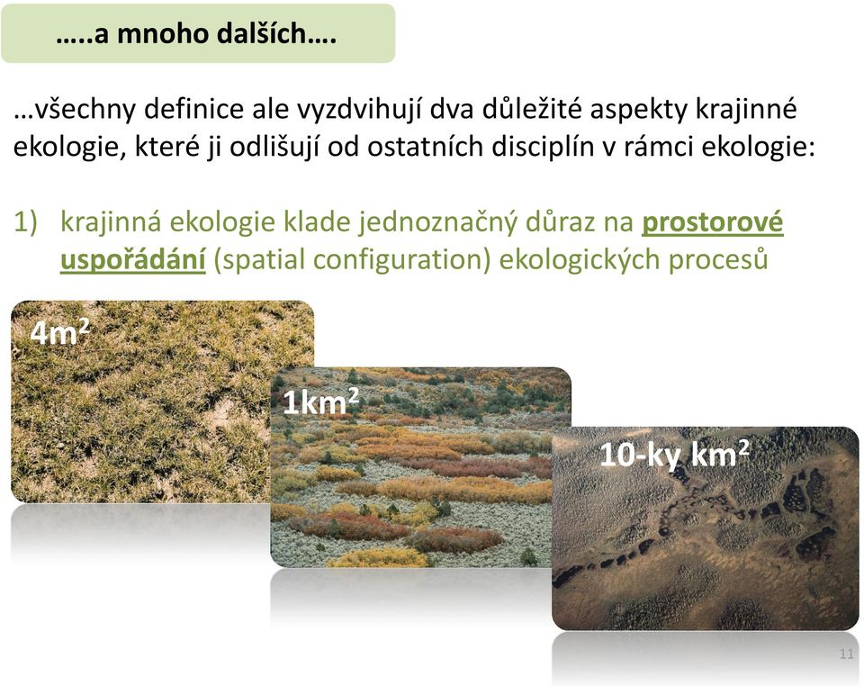 které ji odlišují od ostatních disciplín v rámci ekologie: 1) krajinná