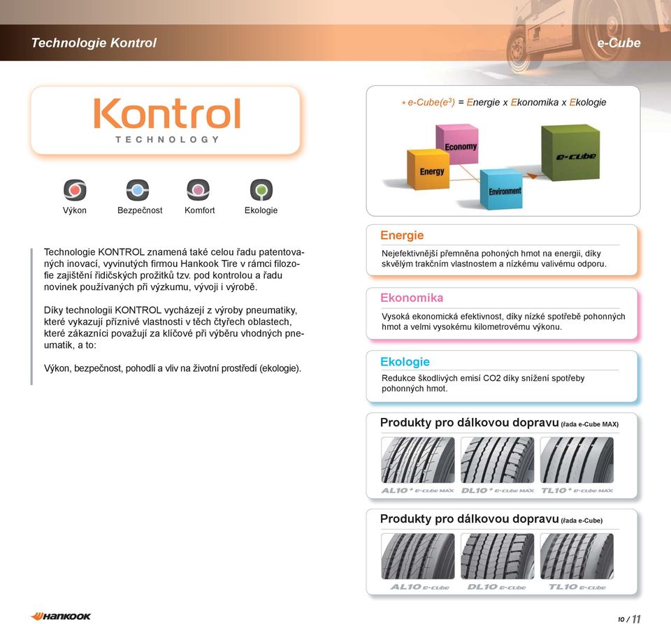 Díky technologii KONTROL vycházejí z výroby pneumatiky, které vykazují příznivé vlastnosti v těch čtyřech oblastech, které zákazníci považují za klíčové při výběru vhodných pneumatik, a to: Výkon,