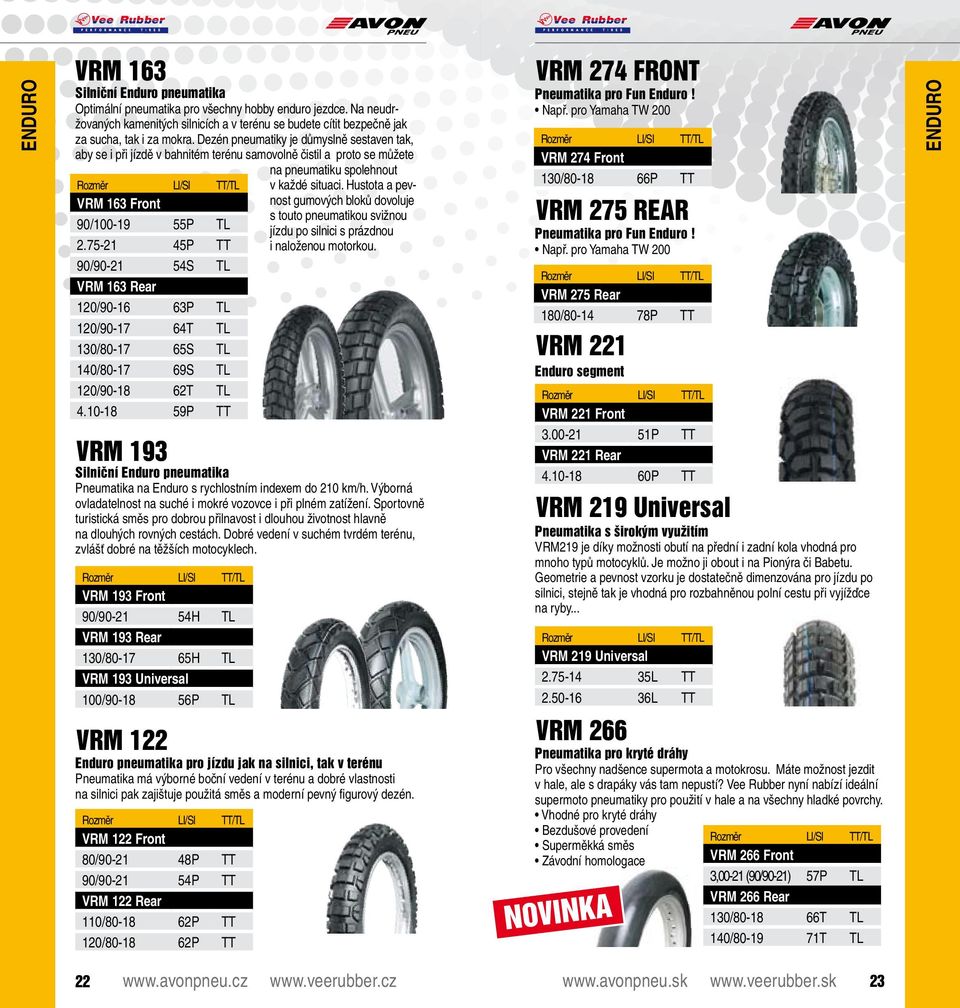 75-21 45P TT 90/90-21 54S TL VRM 163 Rear 120/90-16 63P TL 120/90-17 64T TL 130/80-17 65S TL 140/80-17 69S TL 120/90-18 62T TL 4.10-18 59P TT na pneumatiku spolehnout v každé situaci.