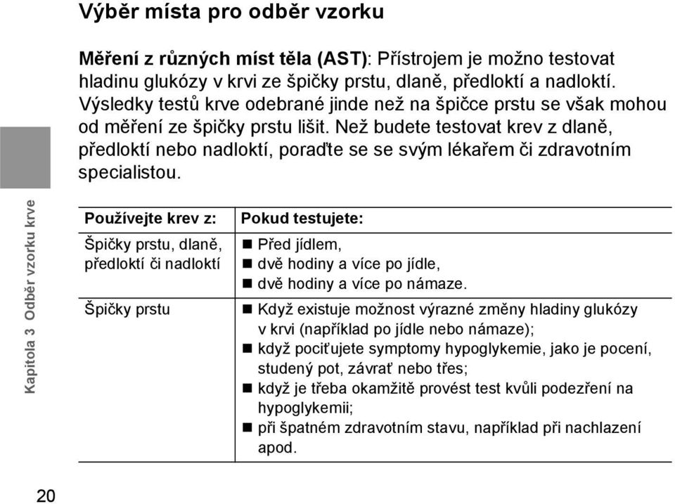 Než budete testovat krev z dlaně, předloktí nebo nadloktí, poraďte se se svým lékařem či zdravotním specialistou.