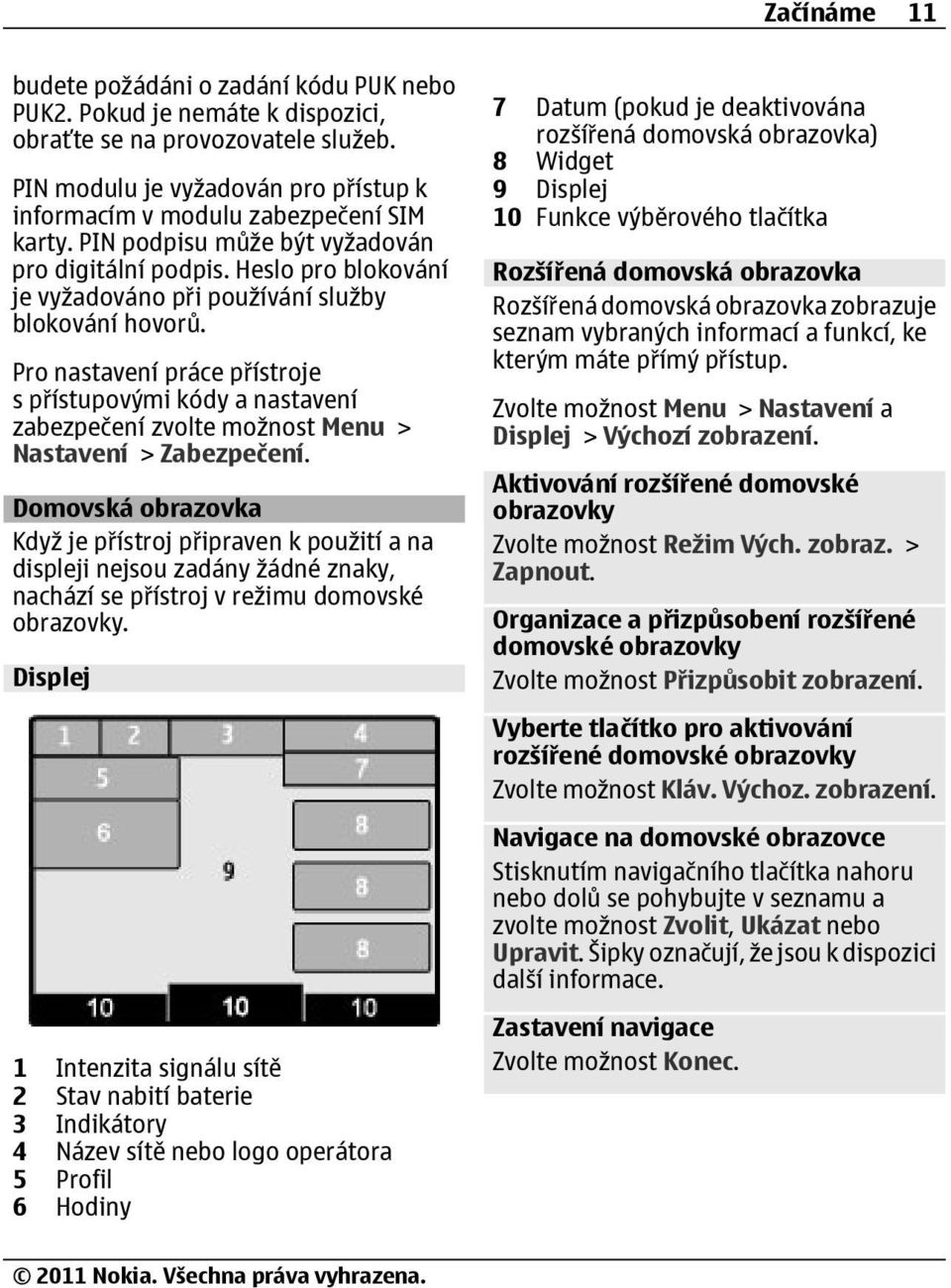 Heslo pro blokování je vyžadováno při používání služby blokování hovorů. Pro nastavení práce přístroje s přístupovými kódy a nastavení zabezpečení zvolte možnost Menu > Nastavení > Zabezpečení.