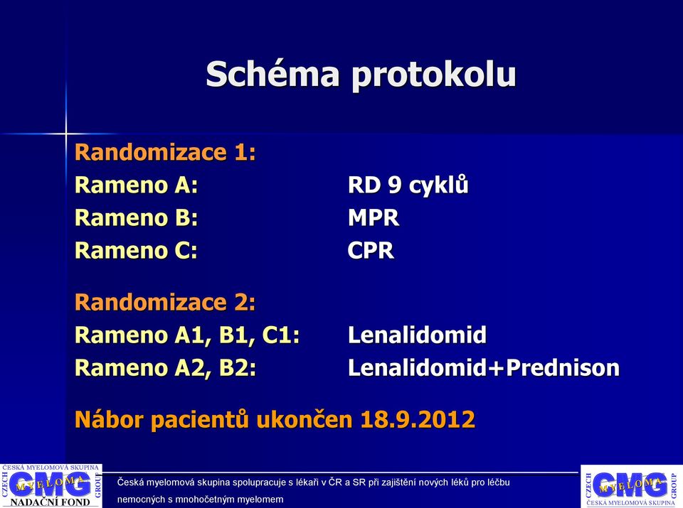 Rameno A2, B2: RD 9 cyklů MPR CPR Lenalidomid