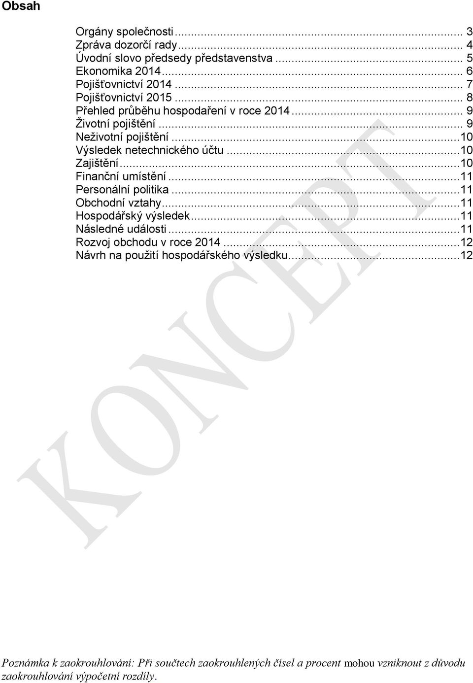 ..10 Zajištění...10 Finanční umístění...11 Personální politika...11 Obchodní vztahy...11 Hospodářský výsledek...11 Následné události.