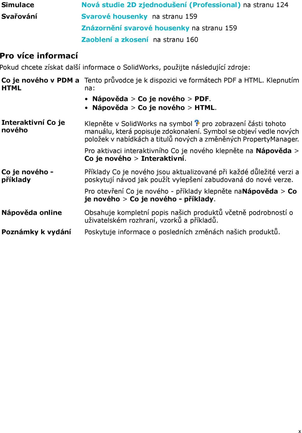 Tento průvodce je k dispozici ve formátech PDF a HTML. Klepnutím na: Nápověda > Co je nového > PDF. Nápověda > Co je nového > HTML.