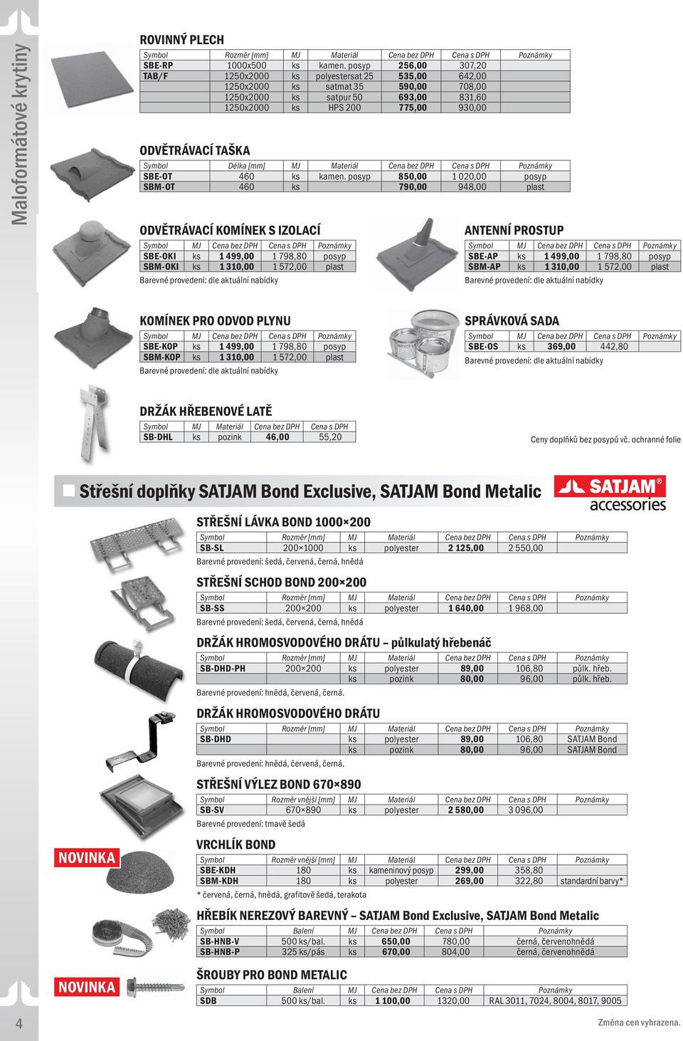 Délka [] Materiál SBE-OT 460 ks kamen.