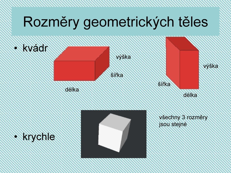 šířka šířka délka výška