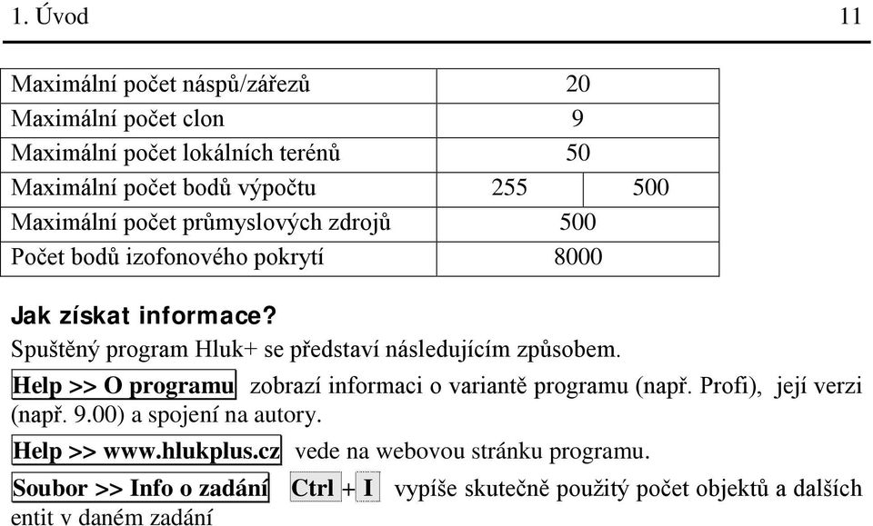 Spuštěný program Hluk+ se představí následujícím způsobem. Help >> O programu zobrazí informaci o variantě programu (např.