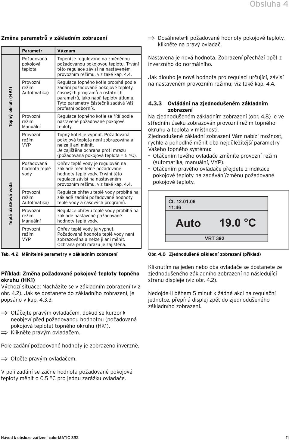 Trvání této regulace závisí na nastaveném provozním režimu, viz také kap. 4.