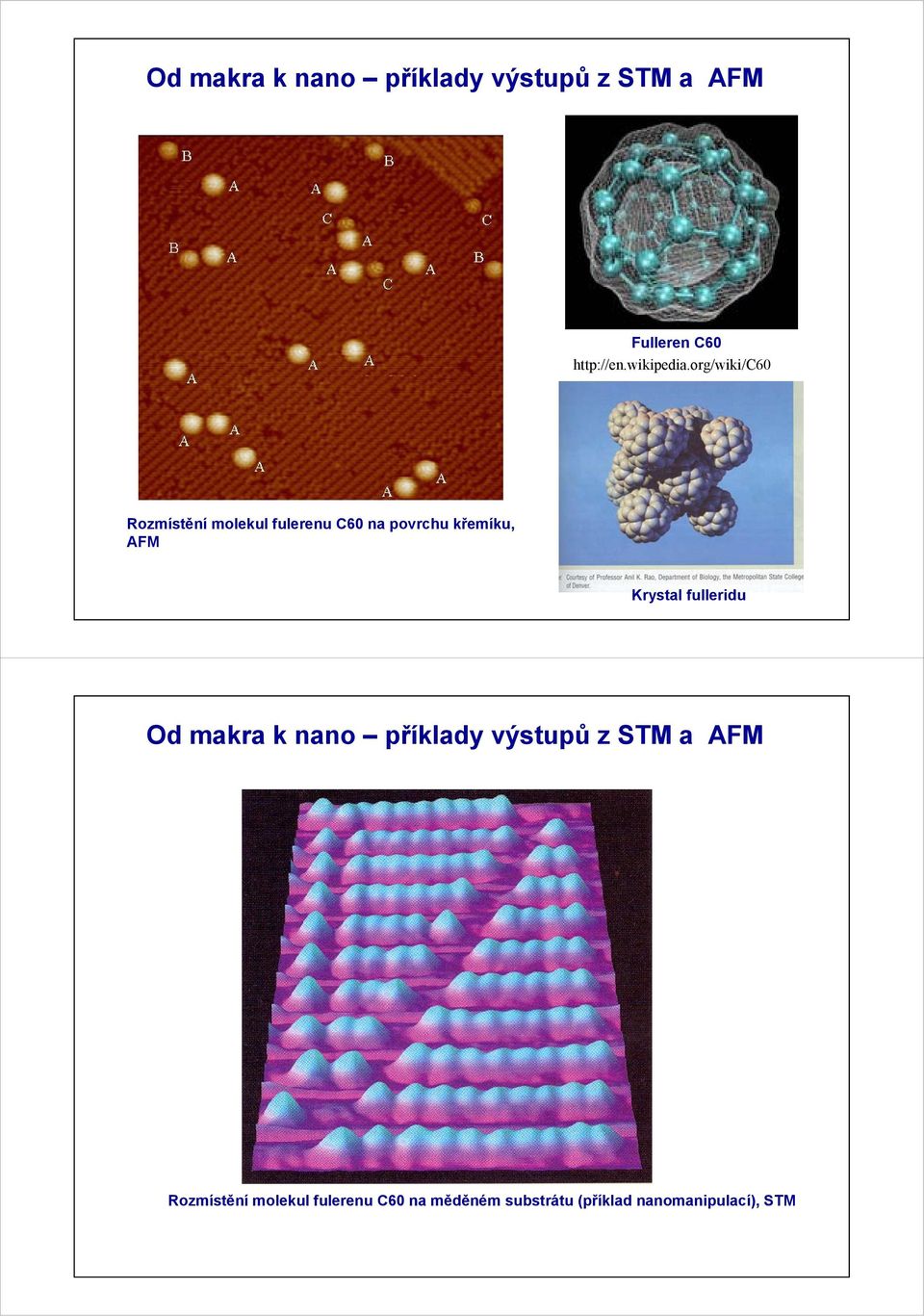 org/wiki/c60 Rozmístění molekul fulerenu C60 na povrchu křemíku, AFM