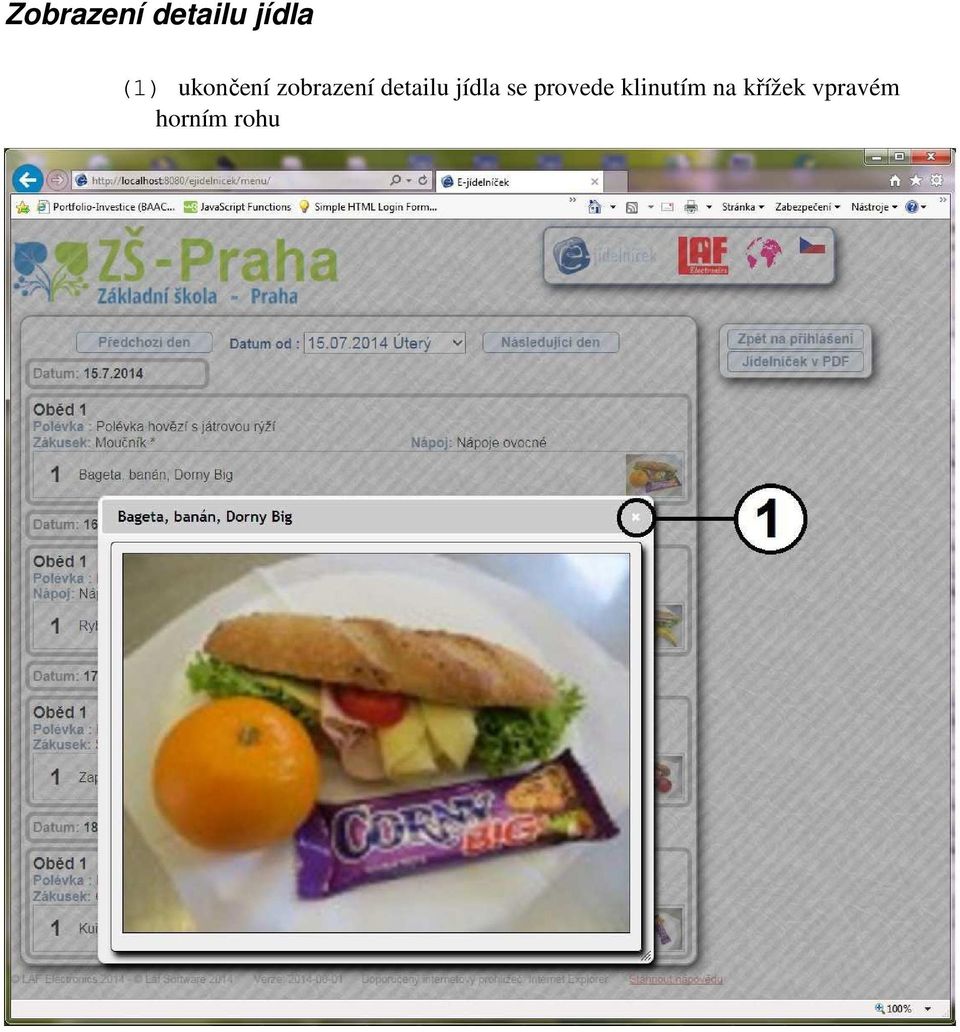 jídla se provede klinutím