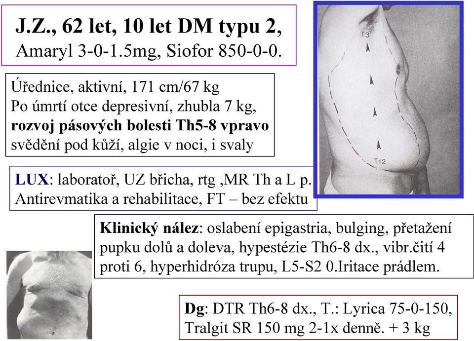 noci, i svaly LUX: laboratoř, UZ břicha, rtg,mr Th a L p.