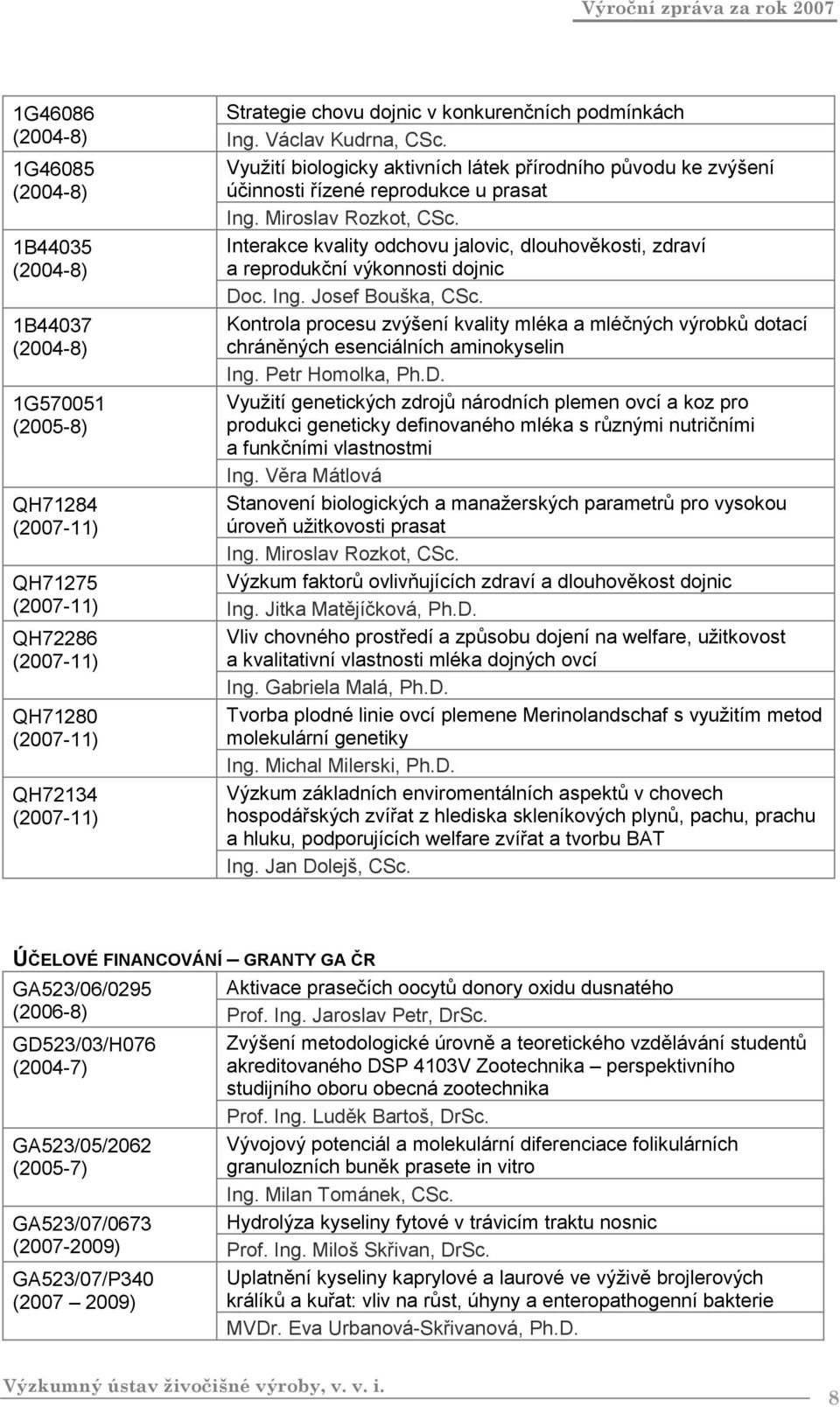 Miroslav Rozkot, CSc. Interakce kvality odchovu jalovic, dlouhověkosti, zdraví a reprodukční výkonnosti dojnic Doc. Ing. Josef Bouška, CSc.