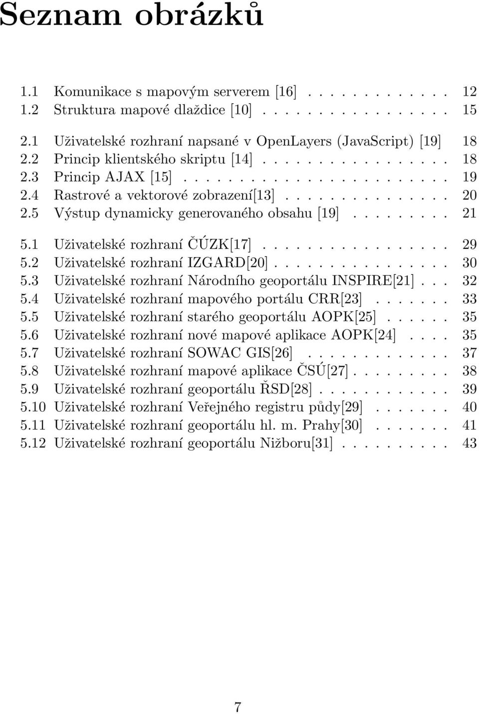 5 Výstup dynamicky generovaného obsahu [19]......... 21 5.1 Uživatelské rozhraní ČÚZK[17]................. 29 5.2 Uživatelské rozhraní IZGARD[20]................ 30 5.