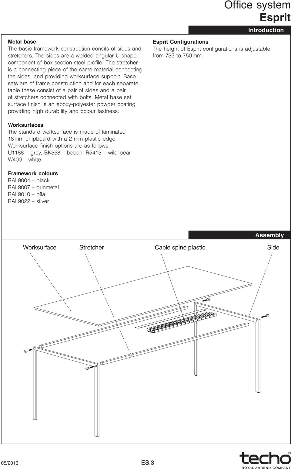 Base sets are of frame construction and for each separate table these consist of a pair of sides and a pair of stretchers connected with bolts.