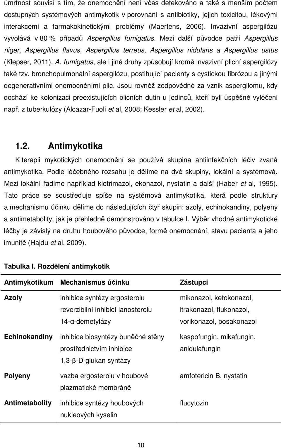 Mezi další původce patří Aspergillus niger, Aspergillus flavus, Aspergillus terreus, Aspergillus nidulans a Aspergillus ustus (Klepser, 2011). A. fumigatus, ale i jiné druhy způsobují kromě invazivní plicní aspergilózy také tzv.