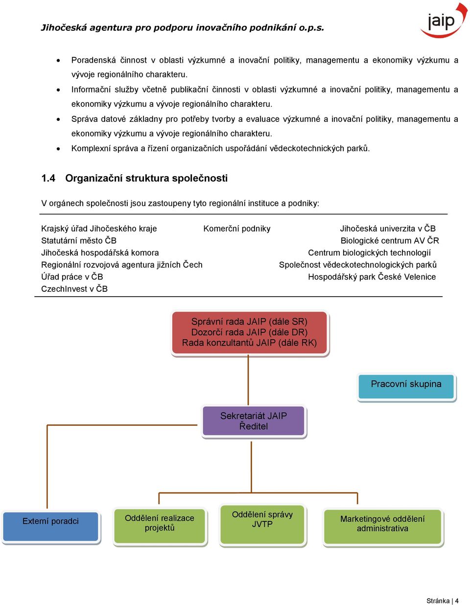 Správa datové základny pro potřeby tvorby a evaluace výzkumné a inovační politiky, managementu a ekonomiky výzkumu a vývoje regionálního charakteru.