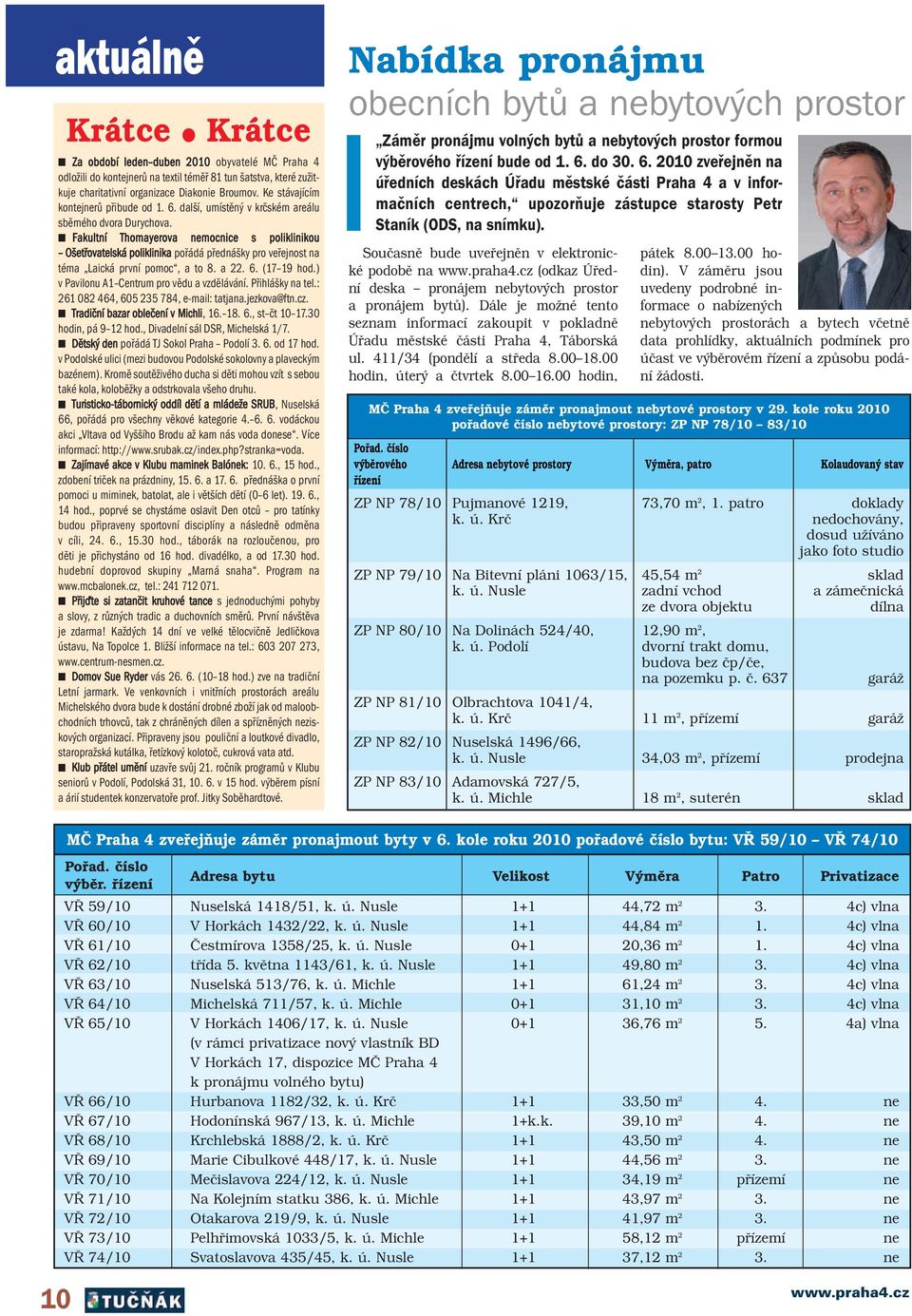 Fakultní Thomayerova nemocnice s poliklinikou Ošetřovatelská poliklinika pořádá přednášky pro veřejnost na téma Laická první pomoc, a to 8. a 22. 6. (17 19 hod.