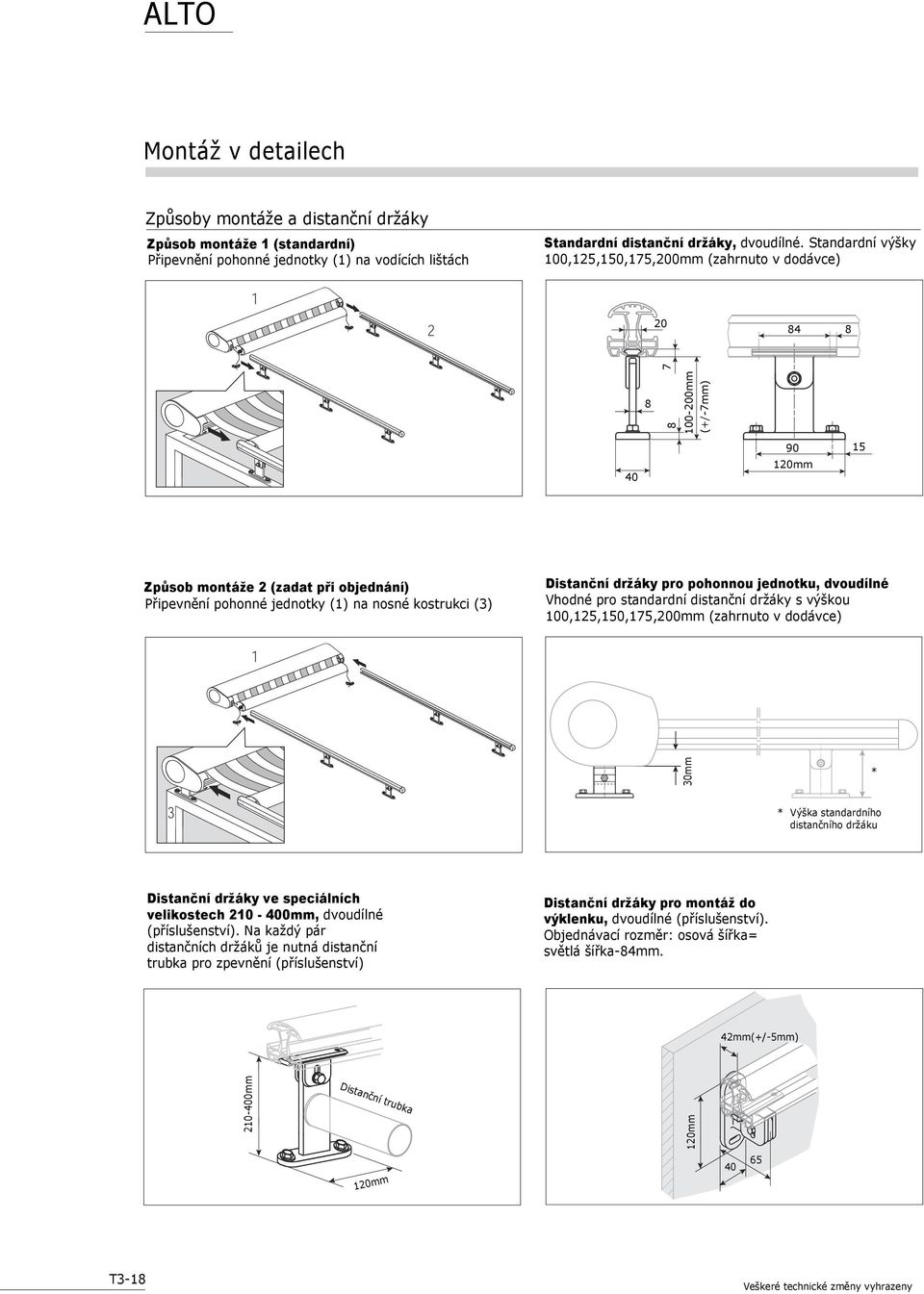 Distanční držáky pro pohonnou jednotku, dvoudílné Vhodné pro standardní distanční držáky s výškou 100,125,150,175,200mm (zahrnuto v dodávce) 30mm * * Výška standardního distančního držáku Distanční