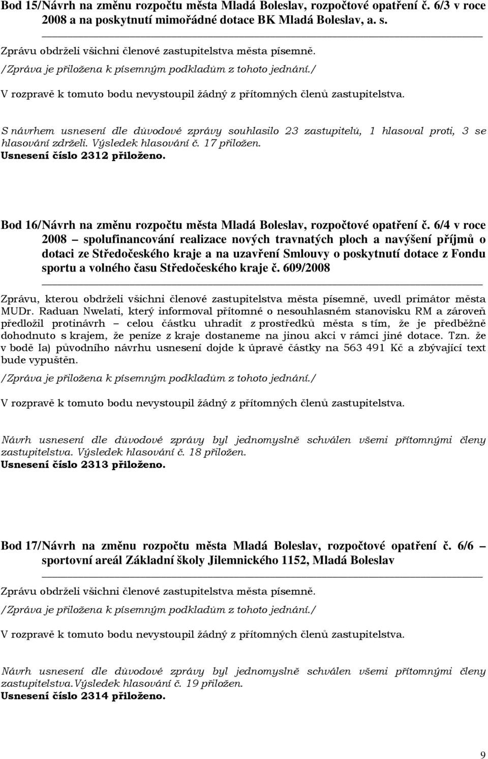 Bod 16/ Návrh na změnu rozpočtu města Mladá Boleslav, rozpočtové opatření č.