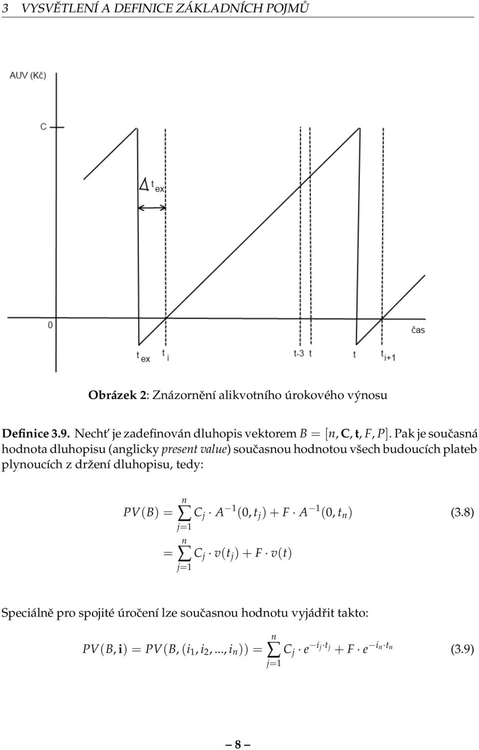 Pak je současná hodnota dluhopisu (anglicky present value) současnou hodnotou všech budoucích plateb plynoucích z držení dluhopisu,