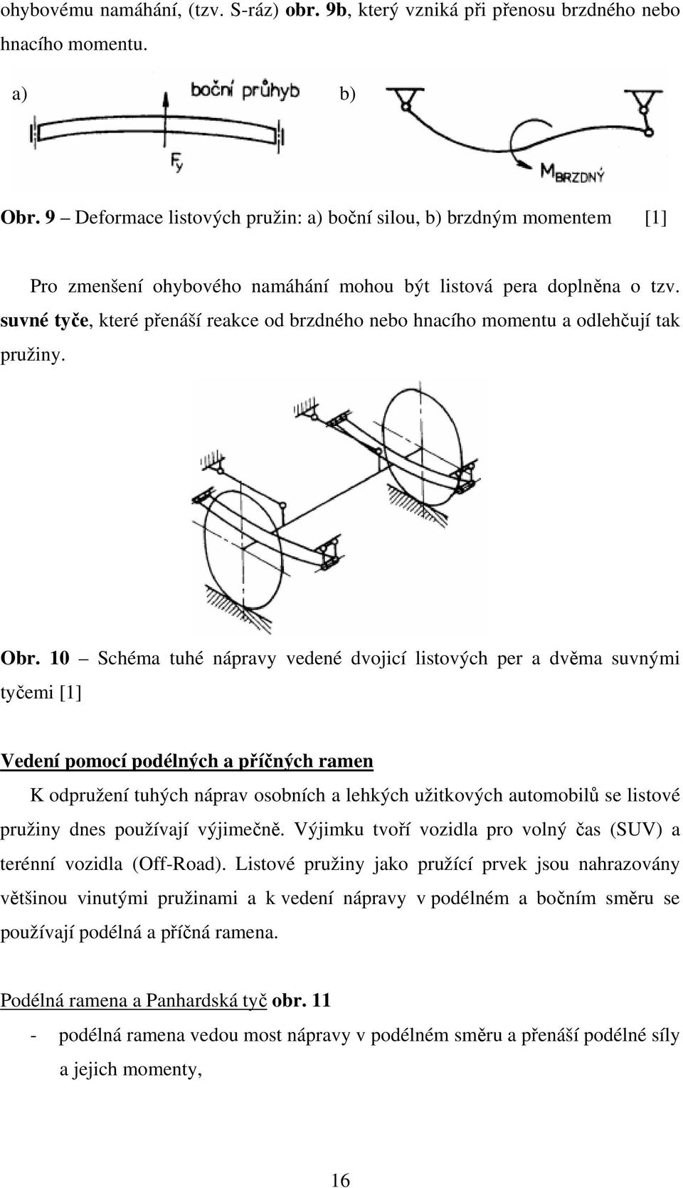 suvné tyče, které přenáší reakce od brzdného nebo hnacího momentu a odlehčují tak pružiny. Obr.