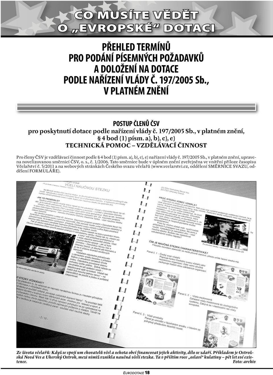 , v platném znění, upravena novelizovanou směrnicí ČSV, o. s., č. 1/2006. Tato směrnice bude v úplném znění zveřejněna ve vnitřní příloze časopisu Včelařství č.