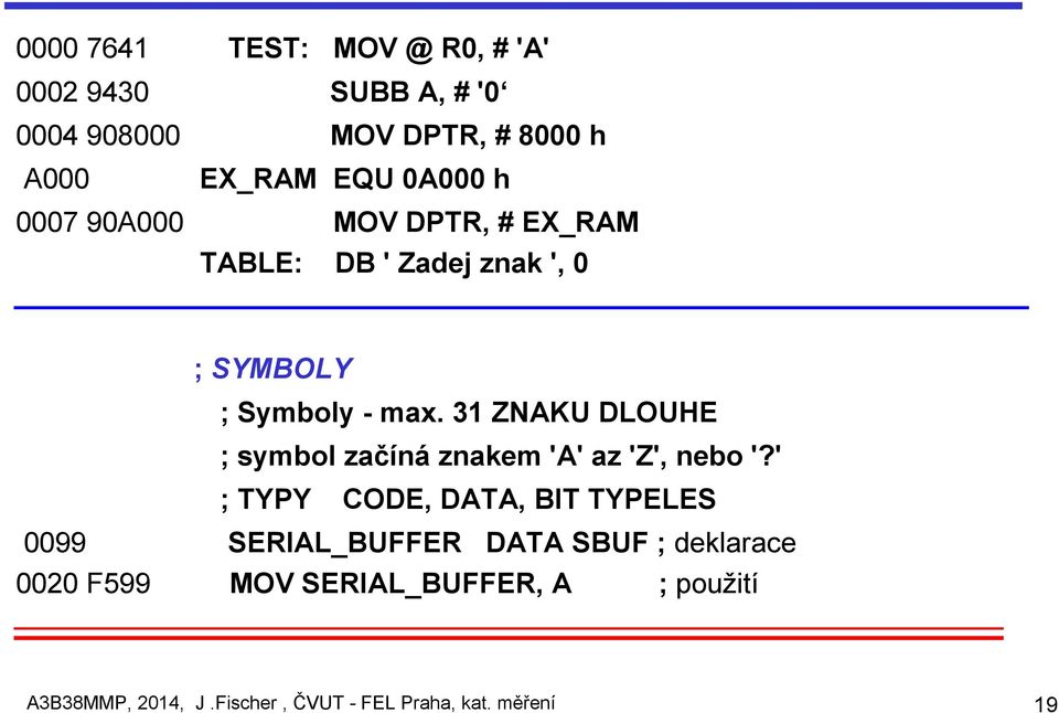 31 ZNAKU DLOUHE ; symbol začíná znakem 'A' az 'Z', nebo '?