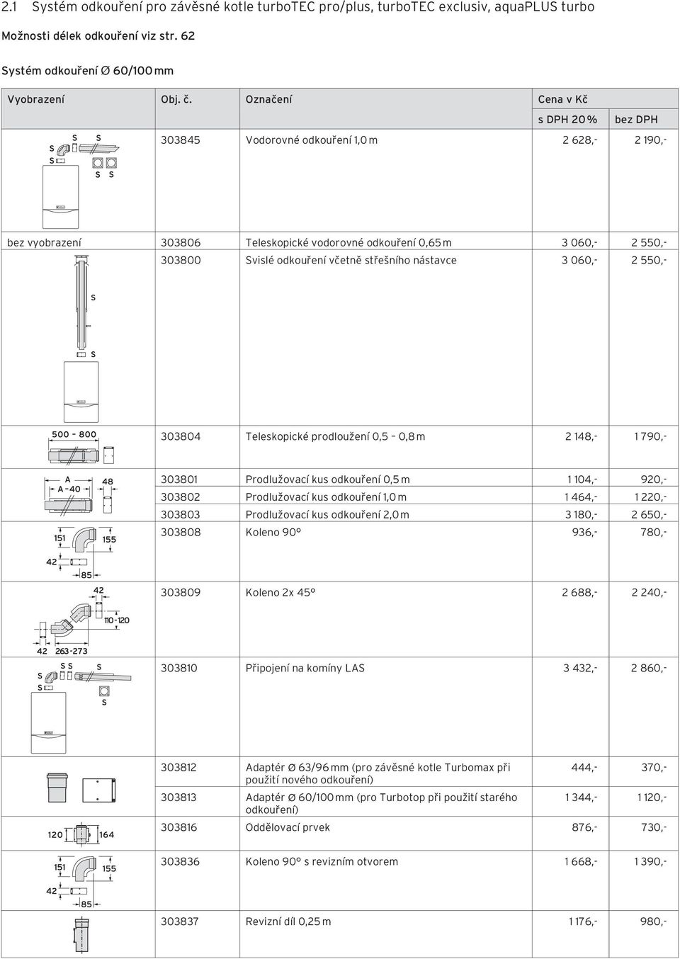 nástavce 3 060,- 2 550,- 303804 Teleskopické prodloužení 0,5 0,8 m 2 148,- 1 790,- 303801 Prodlužovací kus odkouření 0,5 m 1 104,- 920,- 303802 Prodlužovací kus odkouření 1,0 m 1 464,- 1 220,- 303803