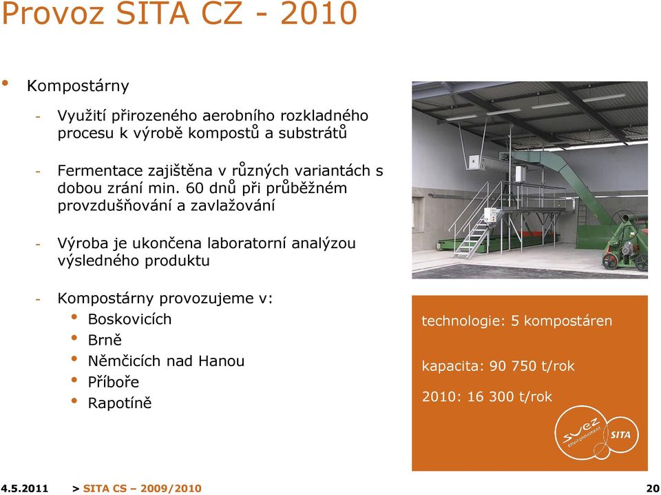 60 dnů při průběţném provzdušňování a zavlaţování - Výroba je ukončena laboratorní analýzou výsledného produktu