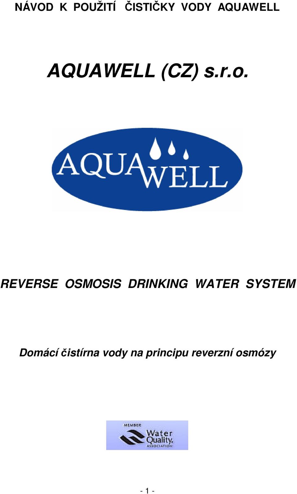 REVERSE OSMOSIS DRINKING WATER SYSTEM