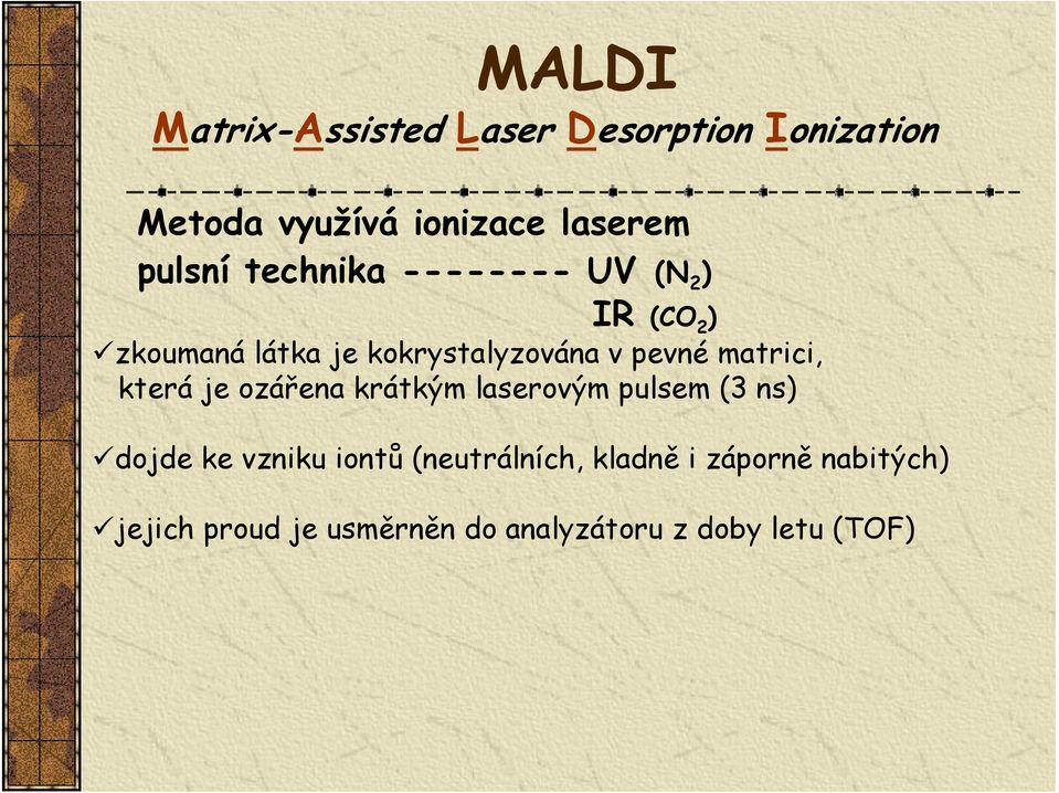 pevné matrici, která je ozářena krátkým laserovým pulsem (3 ns) dojde ke vzniku iontů