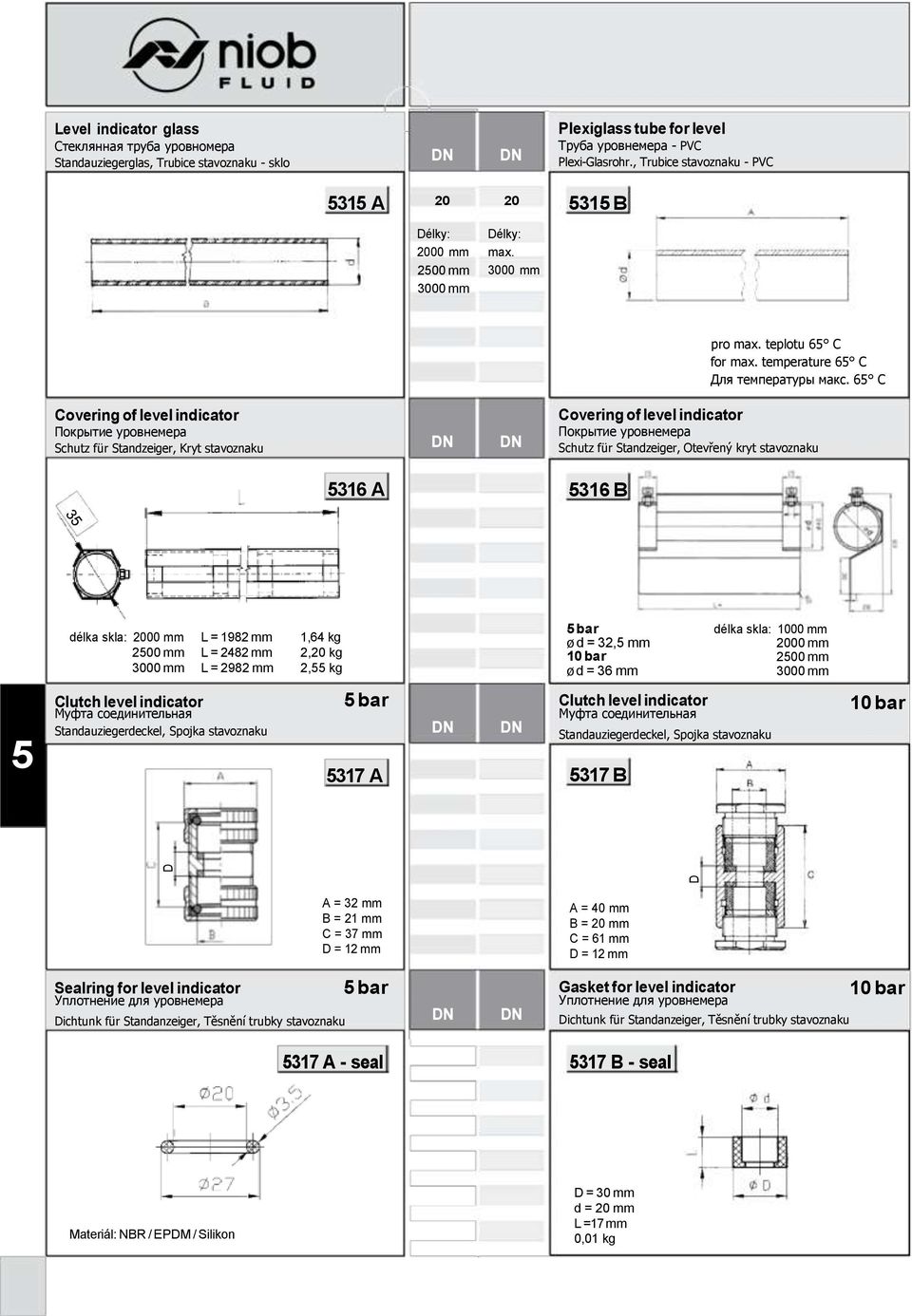 65 C Covering of level indictor Покрытие уровнемера Schutz für Stndzeiger, Kryt stvoznku Covering of level indictor Покрытие уровнемера Schutz für Stndzeiger, Otevřený kryt stvoznku 5316 A 5316 B