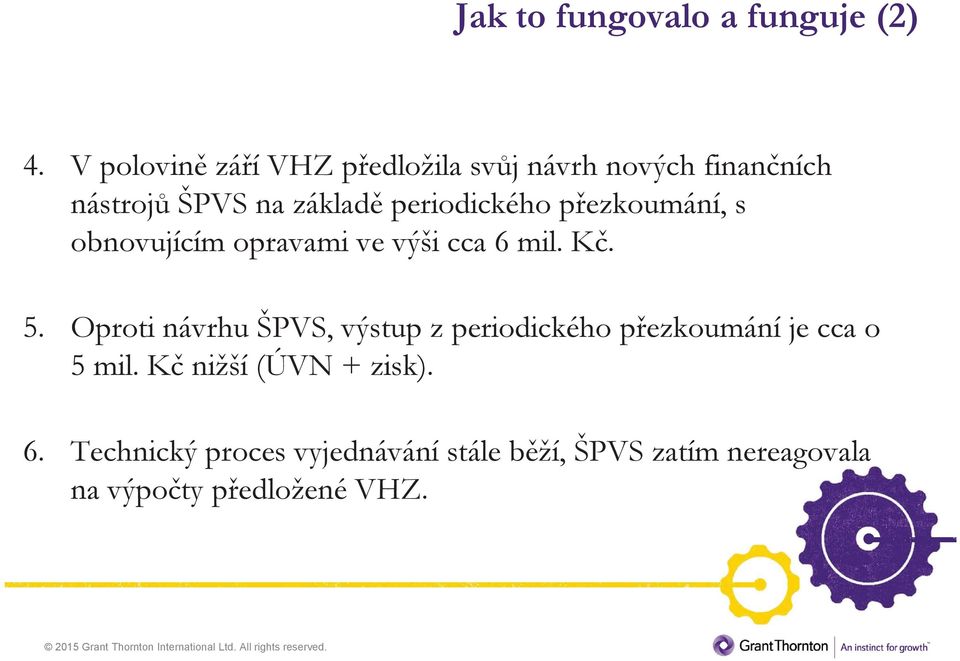 periodického přezkoumání, s obnovujícím opravami ve výši cca 6 mil. Kč. 5.