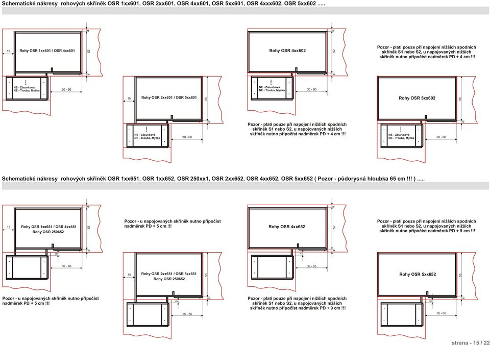 !!! NE - Zásuvková NE - Trouba, Myèka 30-60! NE - Zásuvková NE - Trouba, Myèka 30-60 1 Rohy OSR 2xx601 / OSR xx601 6 Rohy OSR xx602 6!