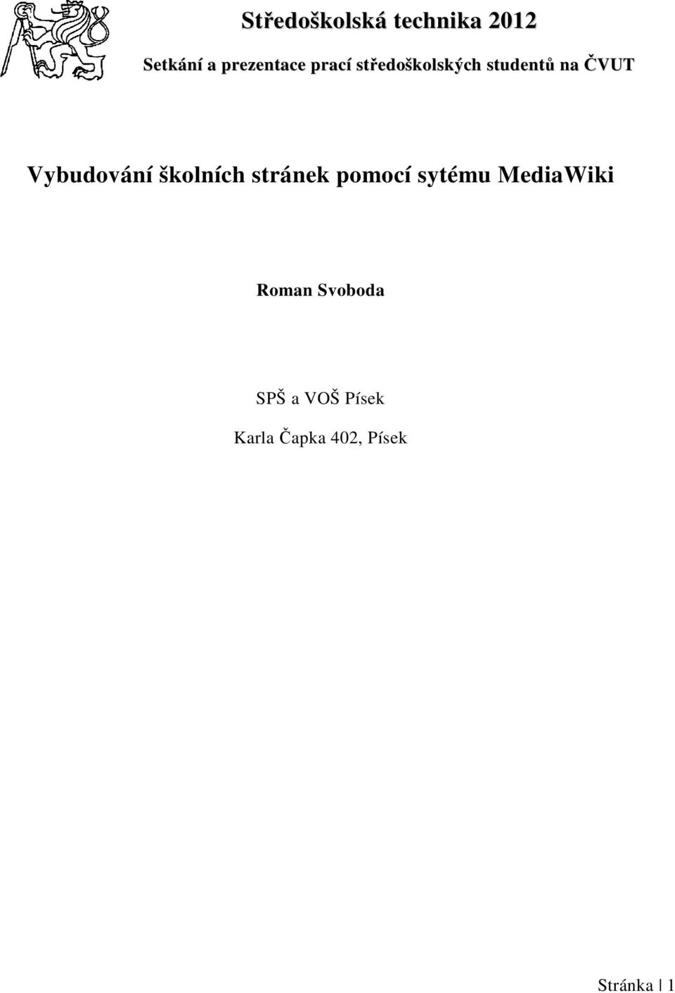 školních stránek pomocí sytému MediaWiki Roman