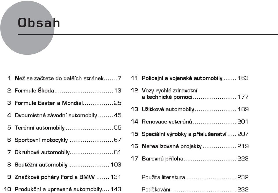 .. 131 10 Produkční a upravené automobily... 143 11 Policejní a vojenské automobily... 163 12 Vozy rychlé zdravotní a technické pomoci.