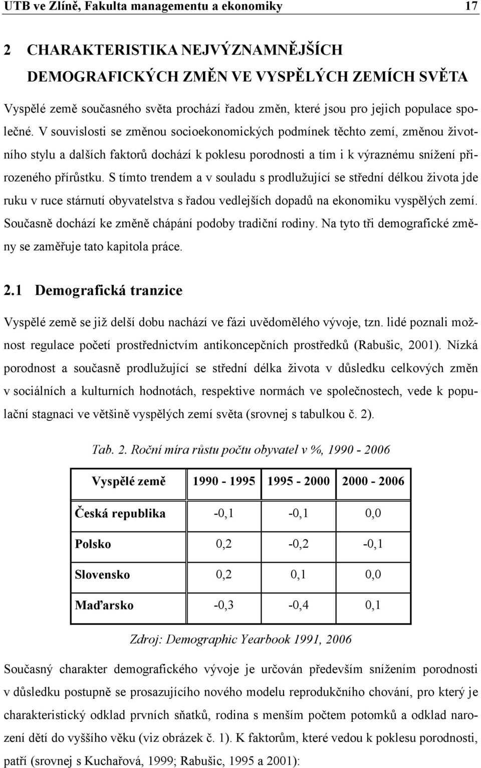 V souvislosti se změnou socioekonomických podmínek těchto zemí, změnou životního stylu a dalších faktorů dochází k poklesu porodnosti a tím i k výraznému snížení přirozeného přírůstku.