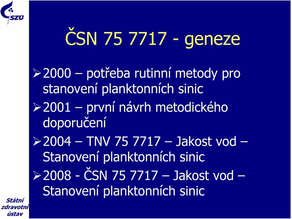 doporučení 2004 TNV 75 7717 Jakost vod Stanovení